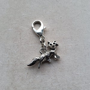 Fox Tibetan Silver Clip on Charm with Lobster Clasp, Stitchmarker, Zipper, Planner Charm
