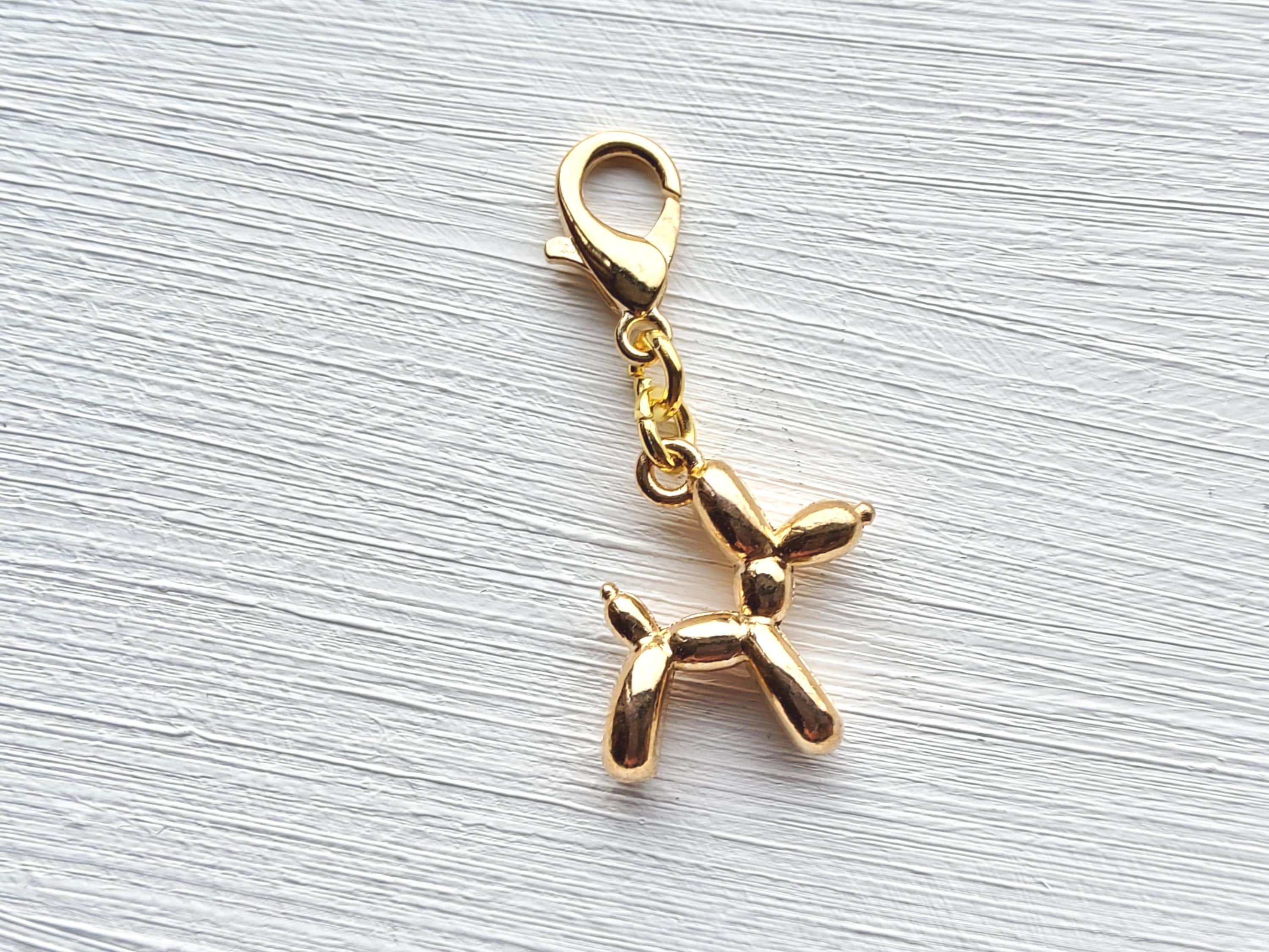 Gold Balloon Dog Clip on Charm With Lobster Clasp, Stitchmarker