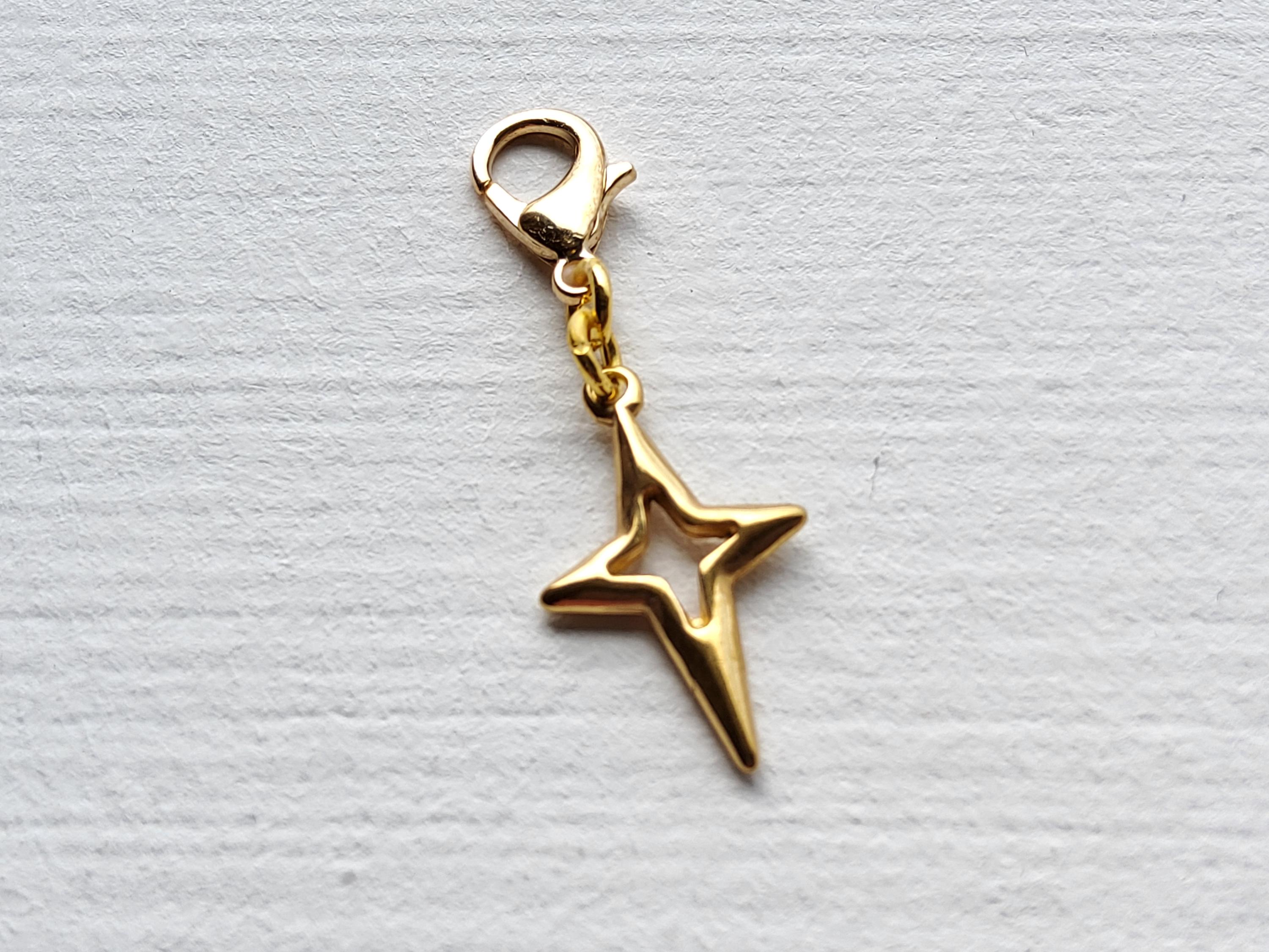 Gold Stainless Steel Star Clip on Charm With Lobster Clasp, 18k