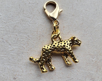 Leopard Clip on Charm with Lobster Clasp, Stitchmarker, Zipper, Planner Charm