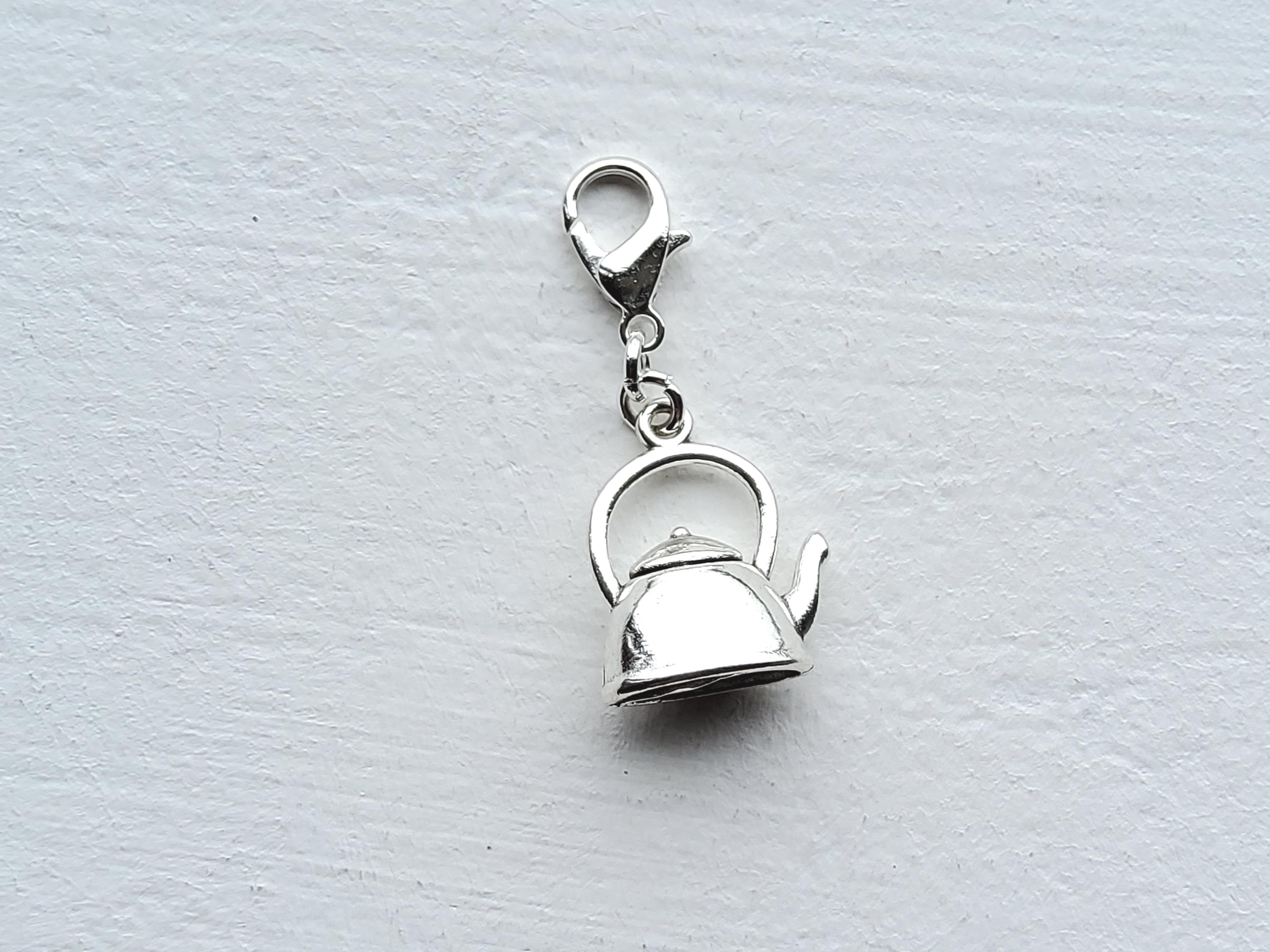 Tibetan Silver Teapot Clip on Charm With Lobster Clasp