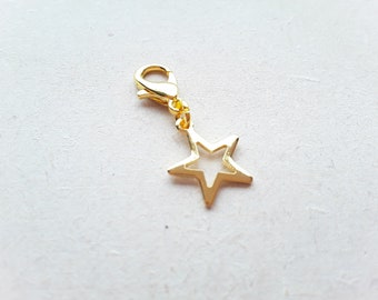 Gold Star Clip on Charm with Lobster Clasp, Stitchmarker, Zipper, Planner Charm