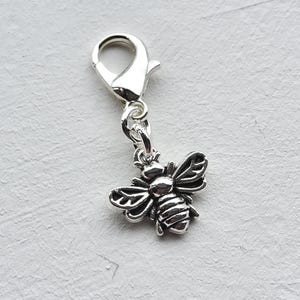 Colgante de abeja de plata tibetana con cierre de langosta, marcador de costura, cremallera, adorno para agenda, regalo