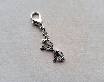 Sunglasses Tibetan Silver Clip on Charm with Lobster Clasp, Stitchmarker, Zipper, Planner Charm