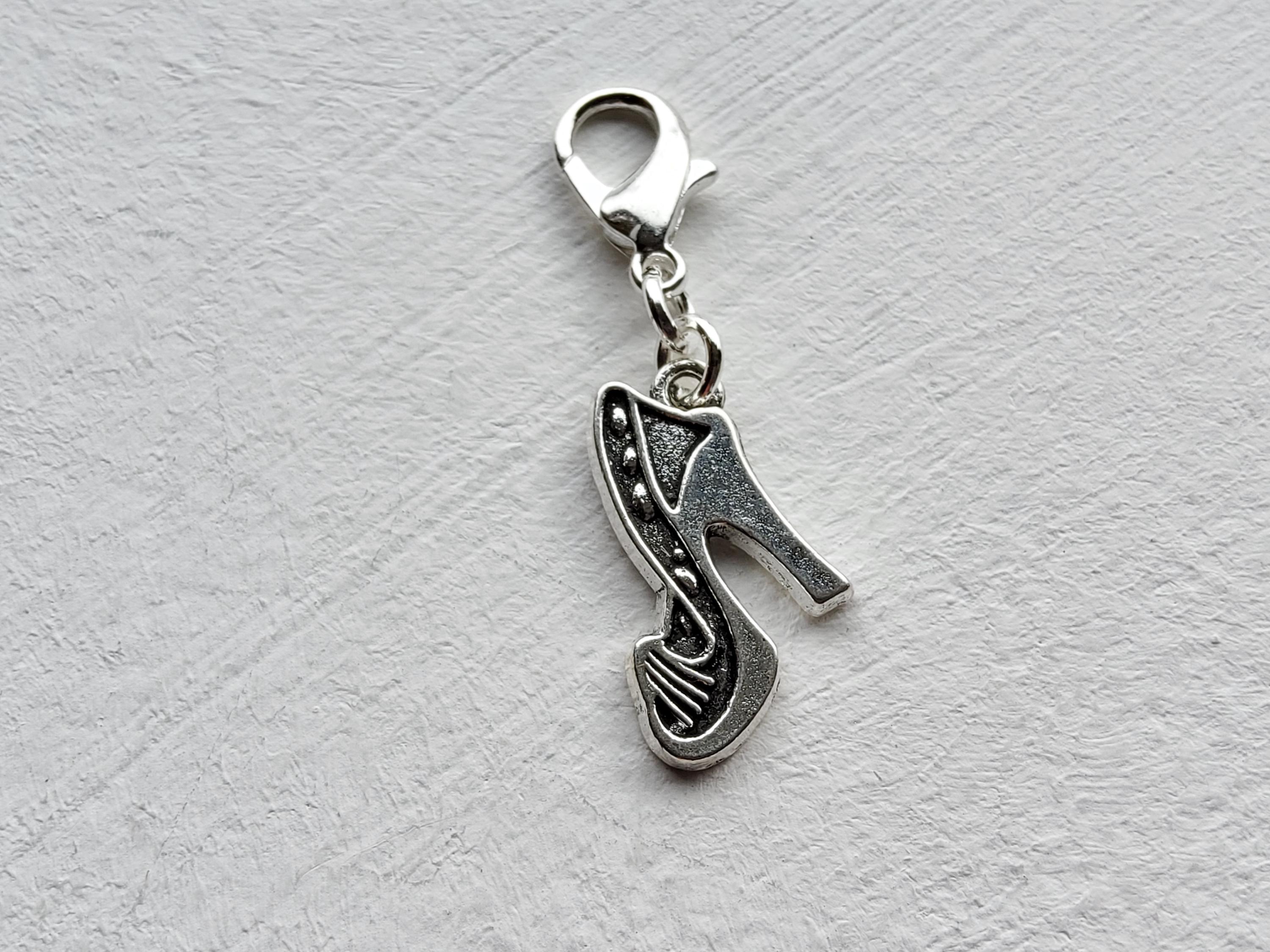 Tibetan Silver High Heeled Shoe Clip on Charm With Lobster Clasp
