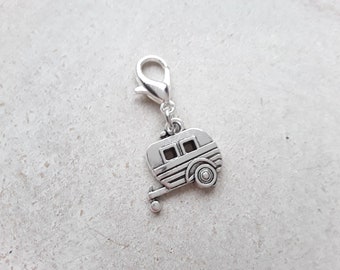 Charm de plata tibetana con forma de autocaravana, cierre de pinza, marcador de puntada, cremallera y amuleto para agenda