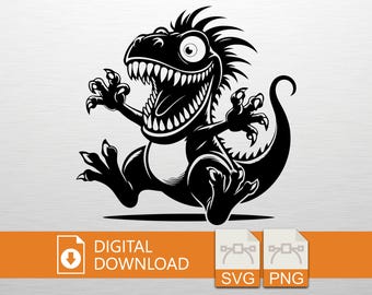 Dinosaur Silhouette SVG PNG Digital Download - Dino Art, Cricut File, T-Shirt Print, Vinyl Decal, Wall Art, Kids Gift, Prehistoric Style