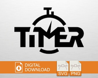 Timer Silhouette SVG PNG Digital Download - Fitness Art, Cricut File, T-Shirt Print, Vinyl Decal, Wall Art, Sports Gift, Timing Style