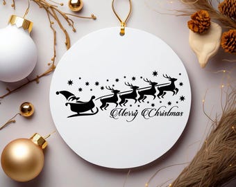 Santa Sleigh Reindeer Stars SVG PNG Digital Download - Merry Christmas New Year Sleigh Ride Design, Holiday Xmas Print, Cricut File, T-Shirt