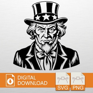 Patriotic Sam SVG PNG Digital Download - Patriotic Clipart, Cricut File, Sam T-Shirt Design, 4th July Gift, Vinyl Decal, Patriotic Decor