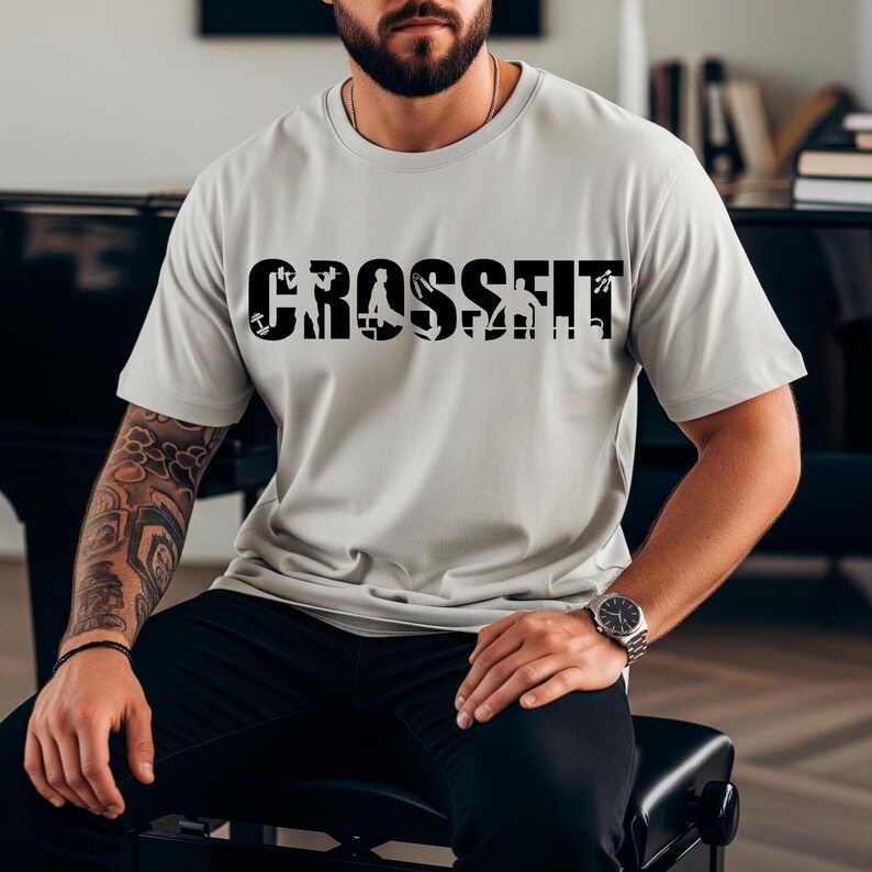 Crossfit SVG PNG Digital Download, Fitness Clipart, Cricut File, Workout T-Shirt Design, Gym Gift, Vinyl Decal, Strength Art, Crossfit Decor image 8