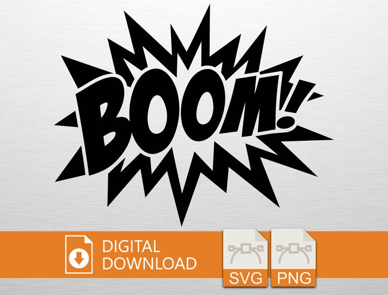 BOOM SVG PNG Digital Download - Comic Boom Art, Dynamic Text Design, T ...