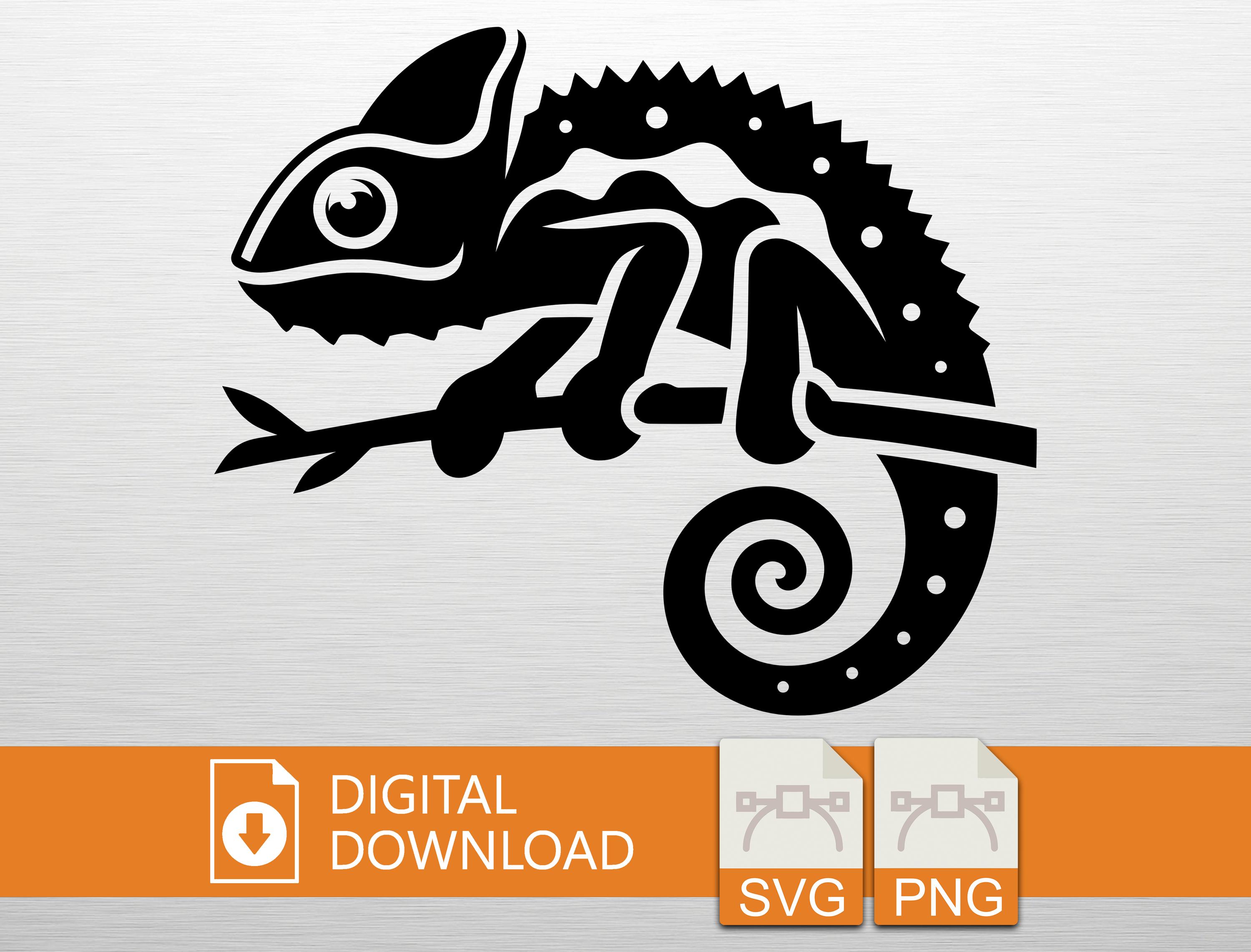 Chameleon SVG PNG Digital Download - Reptile Art, Nature Silhouette ...