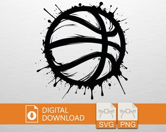Basketball Splash SVG PNG Digital Download - Basketball Art, Cricut File, T-Shirt Print, Vinyl Decal, Wall Art, Sports Gift, Street Style