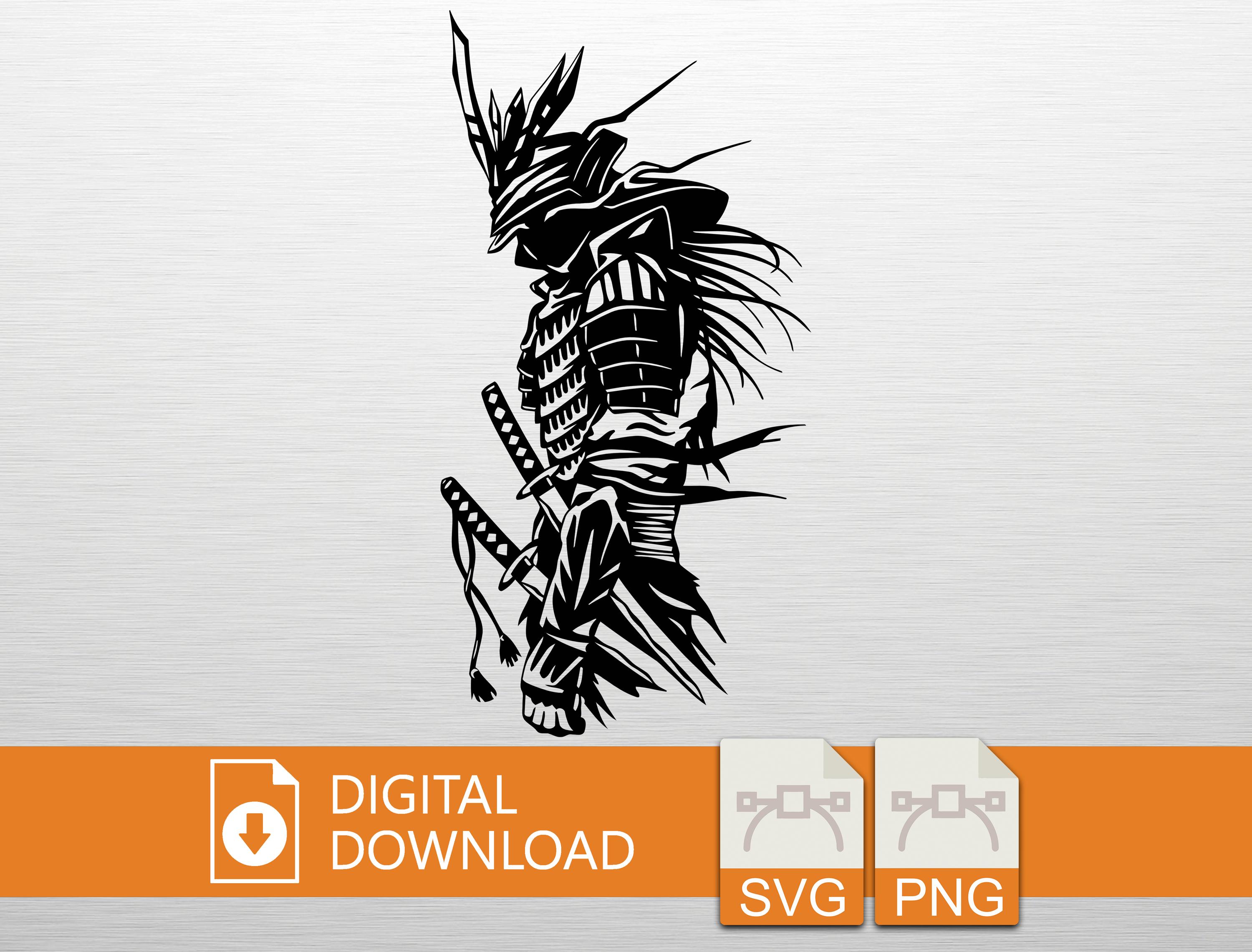 Samurai SVG PNG Digital Download - Warrior Art, Cricut File, T-shirt ...