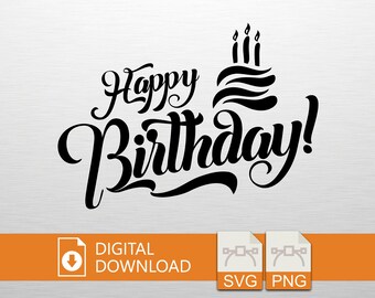 Happy Birthday SVG PNG Digital Download - Birthday Art, Cricut File, T-Shirt Print, Vinyl Decal, Wall Art, Party Gift, Celebration