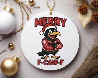 Merry F-Caw-F Crow SVG PNG Digital Download - Sassy Santa Raven Design, Funny Christmas Pun Print, Cricut File, T-Shirt, F-CAW-F Santa Svg