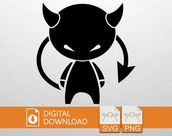 Cute Devil Imp Silhouette SVG PNG Digital Download Demon Art, Cricut File, T-Shirt Print, Vinyl Decal, Wall Art, Devil Gift, Halloween Theme