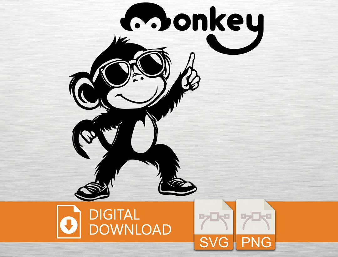 Monkey SVG PNG Digital Download - Funny Clipart, Cricut File, T-shirt ...