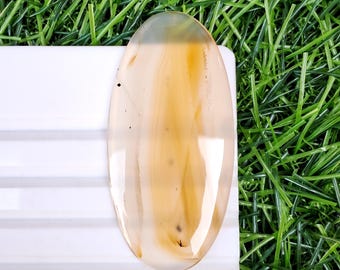 Best Quality Montana Agate Loose Gemstone Size 51x25x3 MM Dendritic Montana agate Cabochon Rare Gemstone for Jewelry making and [Extra gift]