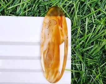 Excellent Montana Agate Loose Gemstone Size 49x17x4 MM Dendritic Montana Agate Cabochon Rare Gemstone For Jewelry Making and [Extra gift]
