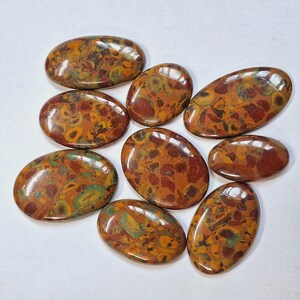 Wonderful fruit jasper 9 pieces loose gemstone smooth cabochon oval shape approx size 25 to 35 MM long fruit jasper wholesaler gemstone