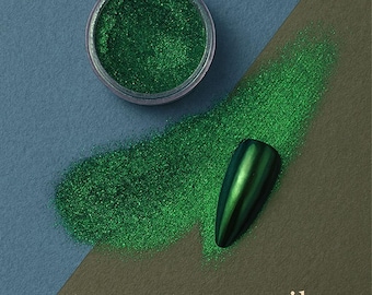 Emerald Canopy Multichrome Chameleon Chrome Nail Powder | Color Shift Nail Art Pigment for Gel Nails and Everyday Manicure |C12