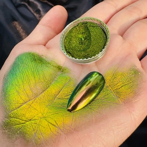 Chrom Color Shift Chamäleon Nagel Pigment: Moonlit Sage No.1