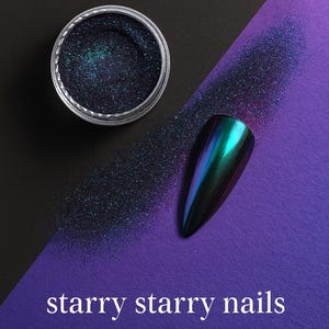 Pó para unhas camaleão multicromático violeta Nebula | Pigmento para nail art com mudança de cor para unhas de gel, unhas galáxia e faça você mesmo | C09
