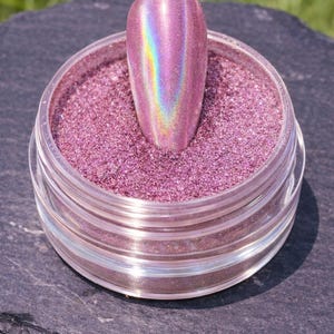 Polvere per unghie viola Starlight Chrome / Effetto laser olografico a specchio arcobaleno per manicure straordinarie e ultra-lucide. H10