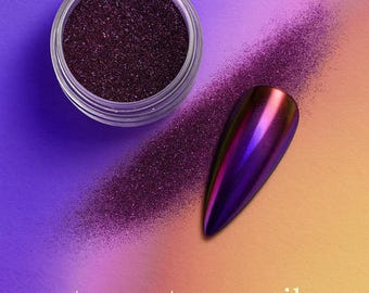 Indigo Grape Multichrome Chameleon Chrome Nail Powder | Color Shift Nail Powder for UV LED Gel Nails and Custom Nail Tips C07