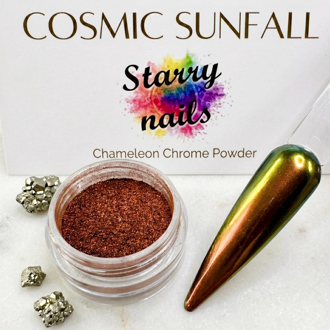 Copper Green Sunset Multichrome Nail Powder, Color Shifting Chrome