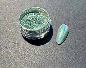 Holographisches Holo Pulver |  Chrome Pigment Glitter Staub für Nailart, Resin Schmuck, DIY Handwerk | Sternenlicht Silber .H08