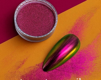 Berry Violet Multichrome Chameleon Nail Chrome Powder | Color Shift Nail Powder for UV LED Gel Nails and Beginner Nail Art C04