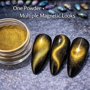 Magnetiskt kattögonnagelpulver – Superglittrigt magnetiskt nagelpigment, glänsande guldkromdamm för gör-det-själv-gelnaglar E07