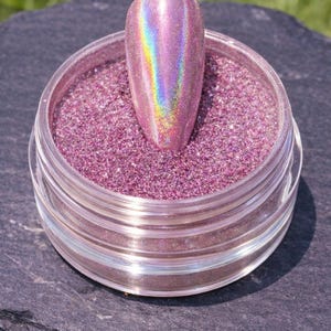 Aurora Pink Holographic Chrome Nail Powder | Mirror Shine Pigment Dust | Rose Lavender Chrome Nail Art | DIY Nail Pigment Gift。H12