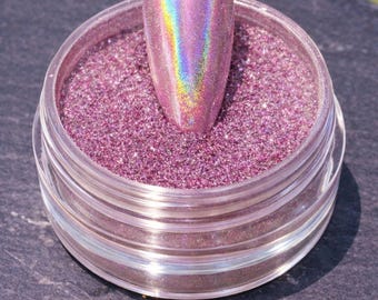 Aurora Pink Holographic Chrome Nail Powder | Mirror Shine Pigment Dust | Rose Lavender Chrome Nail Art | DIY Nail Pigment Gift。H12