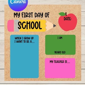 First Day of School Banner Template | DIY Back to School Sign | Editable Digital Download