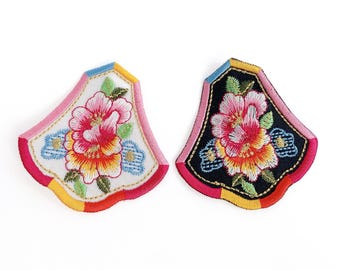 Parche bordado Rosa de Sharon, adorno Baet-ssi del hanbok coreano