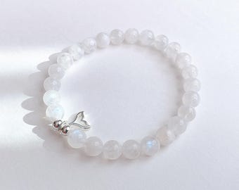 Pulsera APLLO de piedra lunar natural con decoración de plata 925