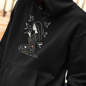 Mystical Artwork Hoodie, Boho Graphic Hoodie, Unisex Cotton Pullover