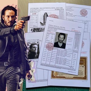 Replica excommunicado John Wick contractdocumenten The Continental Movie Props Collection: