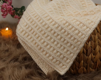 CROCHET PATTERN, Modern Crochet Ridge Blanket pattern, Easy Blanket Crochet Pattern, Throw blanket pattern PDF & Video Tutorial