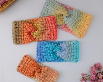 CROCHET PATTERN + VIDEO, Easy Crochet Headband Pattern, Morning Berry Twisted Headband, Crochet Ear Warmer in 5 Sizes, Beginner-Friendly