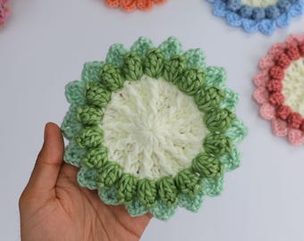 Patrón y video de ganchillo, patrón de posavasos de girasol, ganchillo fácil para principiantes, posavasos bonitos en PDF, patrón de posavasos para tazas de decoración de cocina rústica