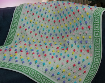 Tulip Mosaic Crochet Blanket Pattern | Easy, 9 Sizes (PDF)