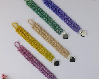 Crochet Pacifier Clip Pattern, Morning Berry Pacifier Holder, Dummy Clip Crochet Pattern, Baby Pacifier Strap PDF & Video, Baby Shower Gift