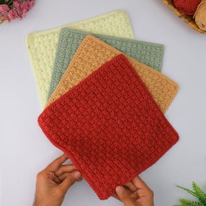 CROCHET PATTERN, Morning Dew Dishcloth, Easy Crochet Dishcloth Pattern, Quick Cleaning Cotton Washcloth PDF Pattern & Video Tutorial