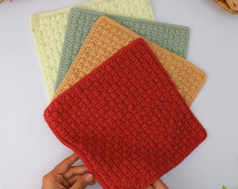 CROCHET PATTERN, Morning Dew Dishcloth, Easy Crochet Dishcloth Pattern, Quick Cleaning Cotton Washcloth PDF Pattern & Video Tutorial