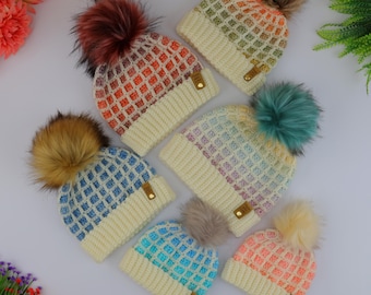 CROCHET PATTERN, Gridstone Winter Hat, Crochet Beanie Pattern, Easy Crochet Hat in Newborn to Adult Sizes, Video & Instant download PDF